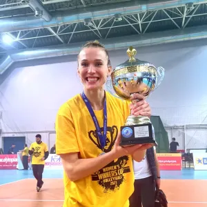 Tatiana Kulikova Middle-Blocker. Greek Cup Celebration, Final Four